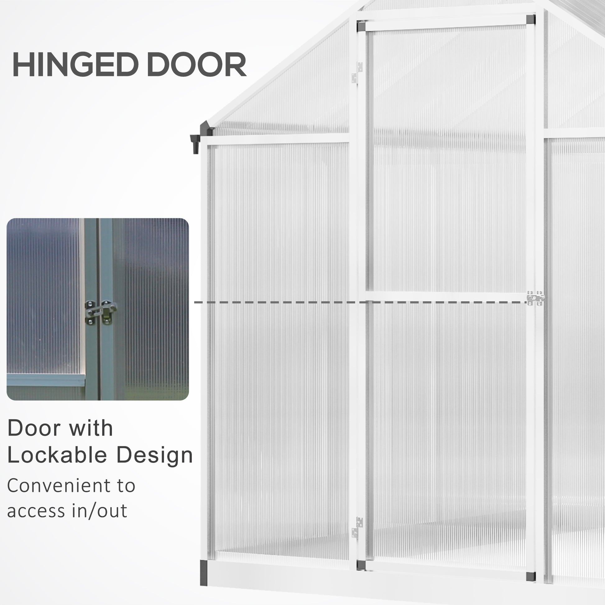 6' x 8' Polycarbonate Walk-In Greenhouse - Silver-DECOROLALA