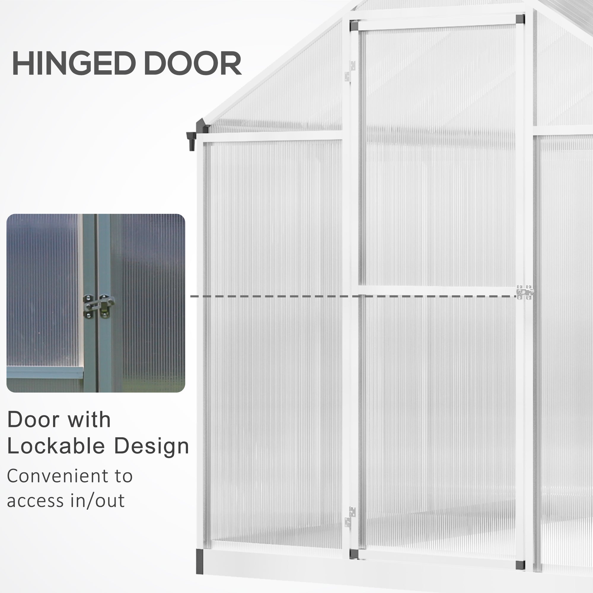 6' x 8' Polycarbonate Walk-In Greenhouse - Silver-DECOROLALA