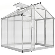 6' x 8' Polycarbonate Walk-In Greenhouse - Silver-DECOROLALA