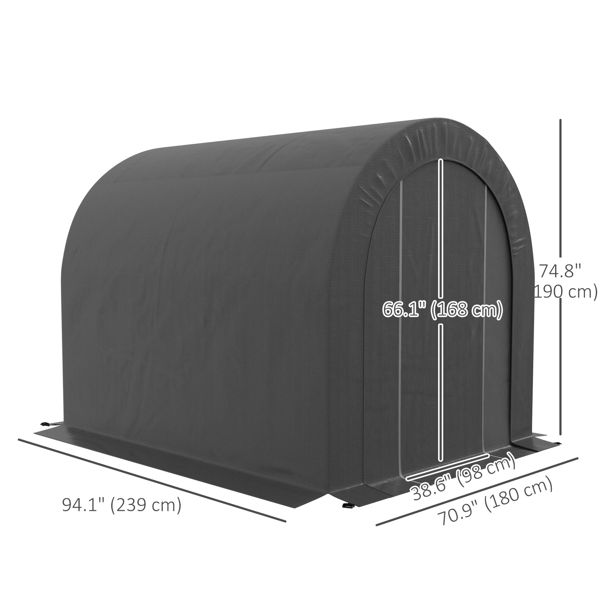 6' x 8' Portable Outdoor Storage Shed - Dark Grey PE Tarp-Patio & Garden > Lawn & Garden > Sheds-DECOROLALA