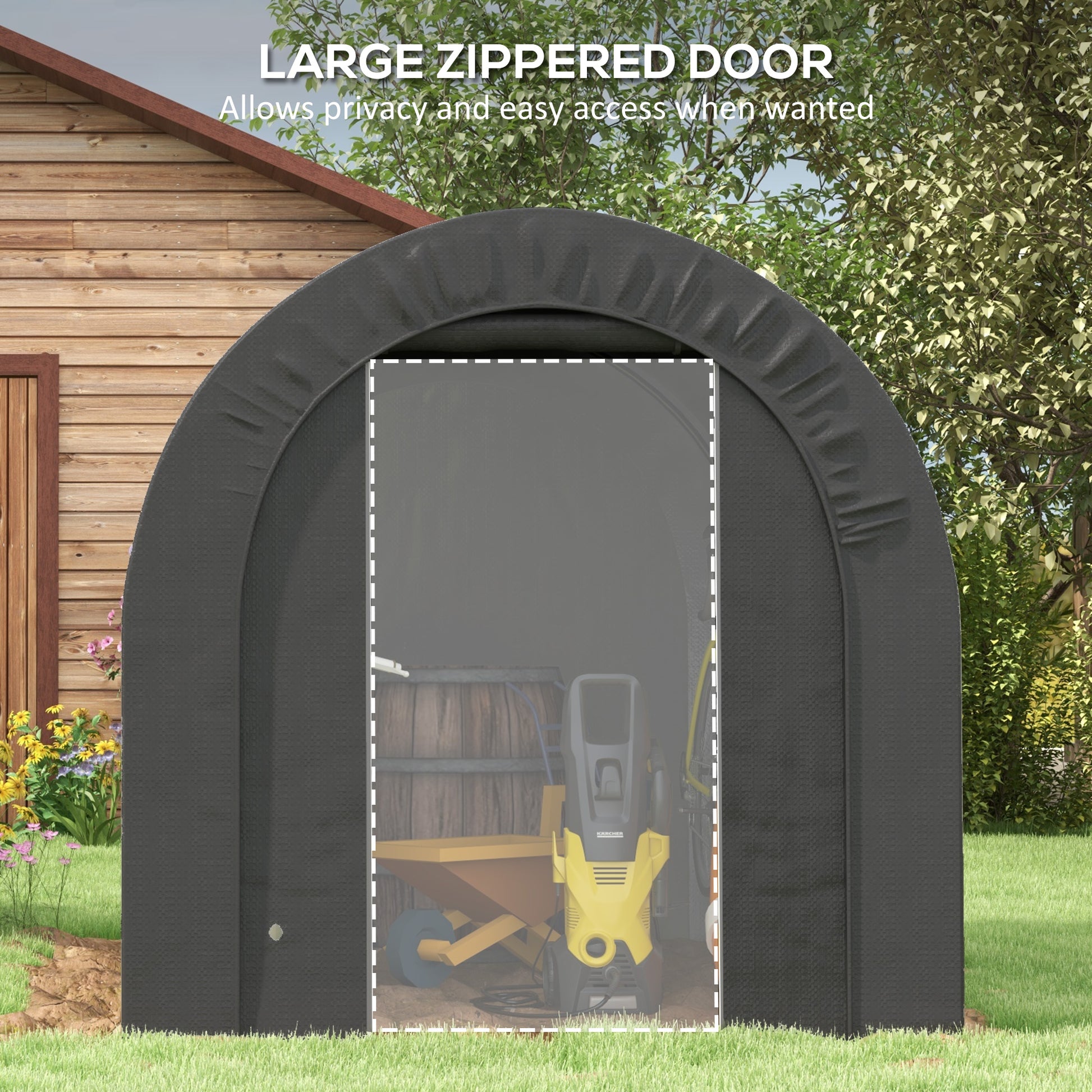 6' x 8' Portable Outdoor Storage Shed - Dark Grey PE Tarp-Patio & Garden > Lawn & Garden > Sheds-DECOROLALA