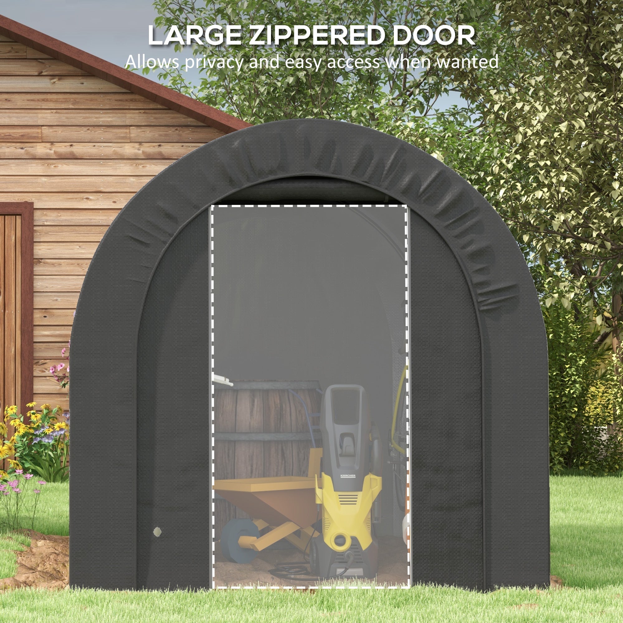 6' x 8' Portable Outdoor Storage Shed - Dark Grey PE Tarp-Patio & Garden > Lawn & Garden > Sheds-DECOROLALA