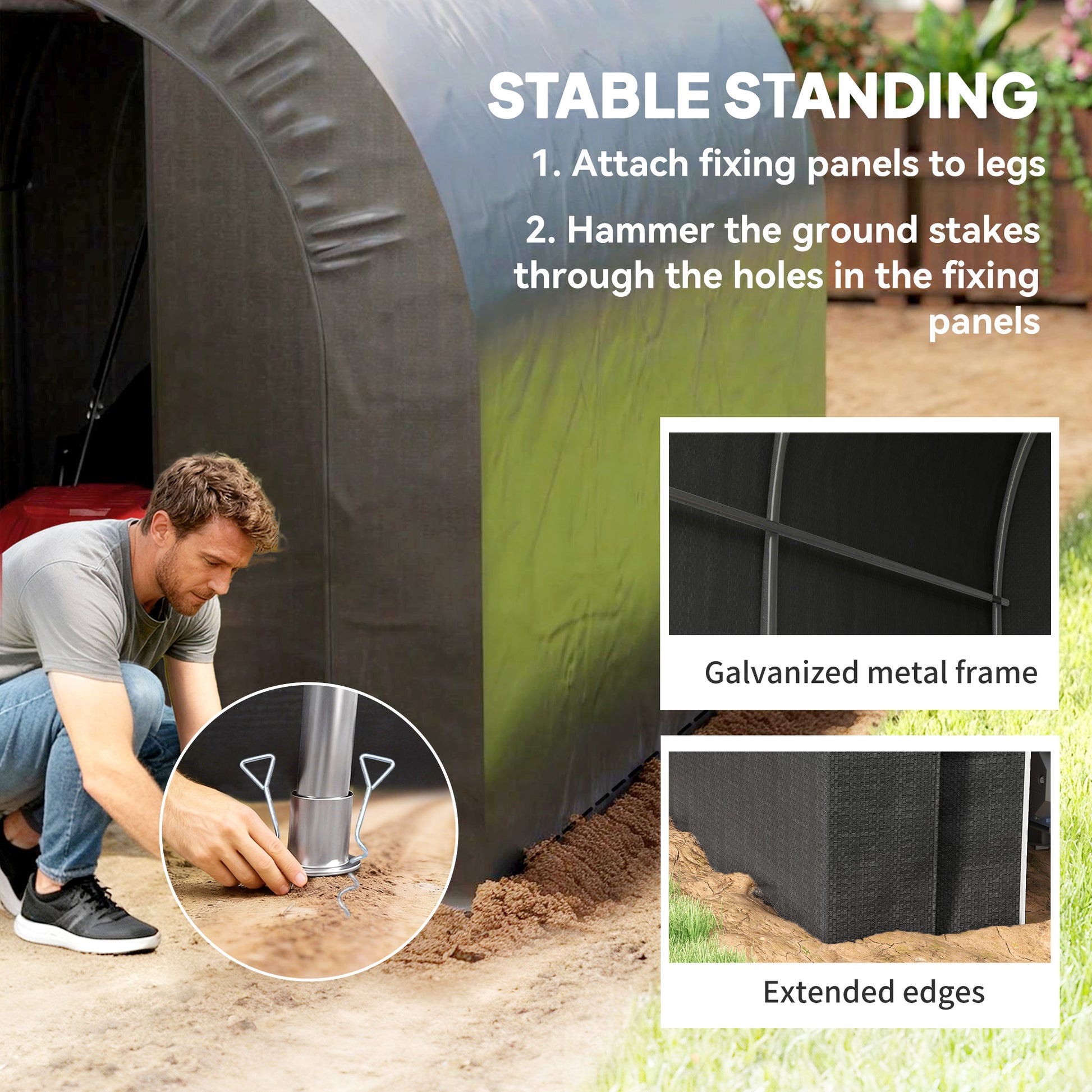 6' x 8' Portable Outdoor Storage Shed Tent - Black-DECOROLALA