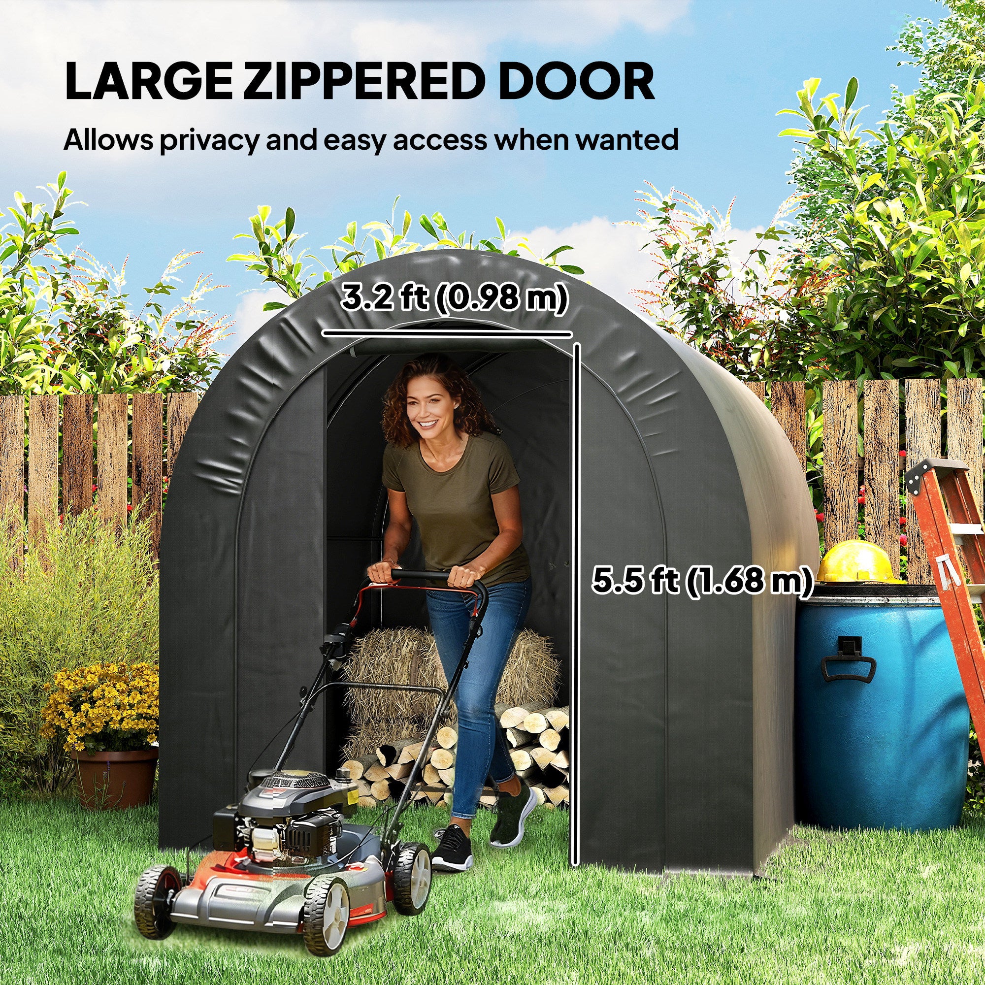 6' x 8' Portable Outdoor Storage Shed Tent - Black-DECOROLALA