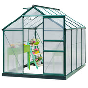 6' x 8' Walk-in Greenhouse - Green Aluminum Frame-DECOROLALA