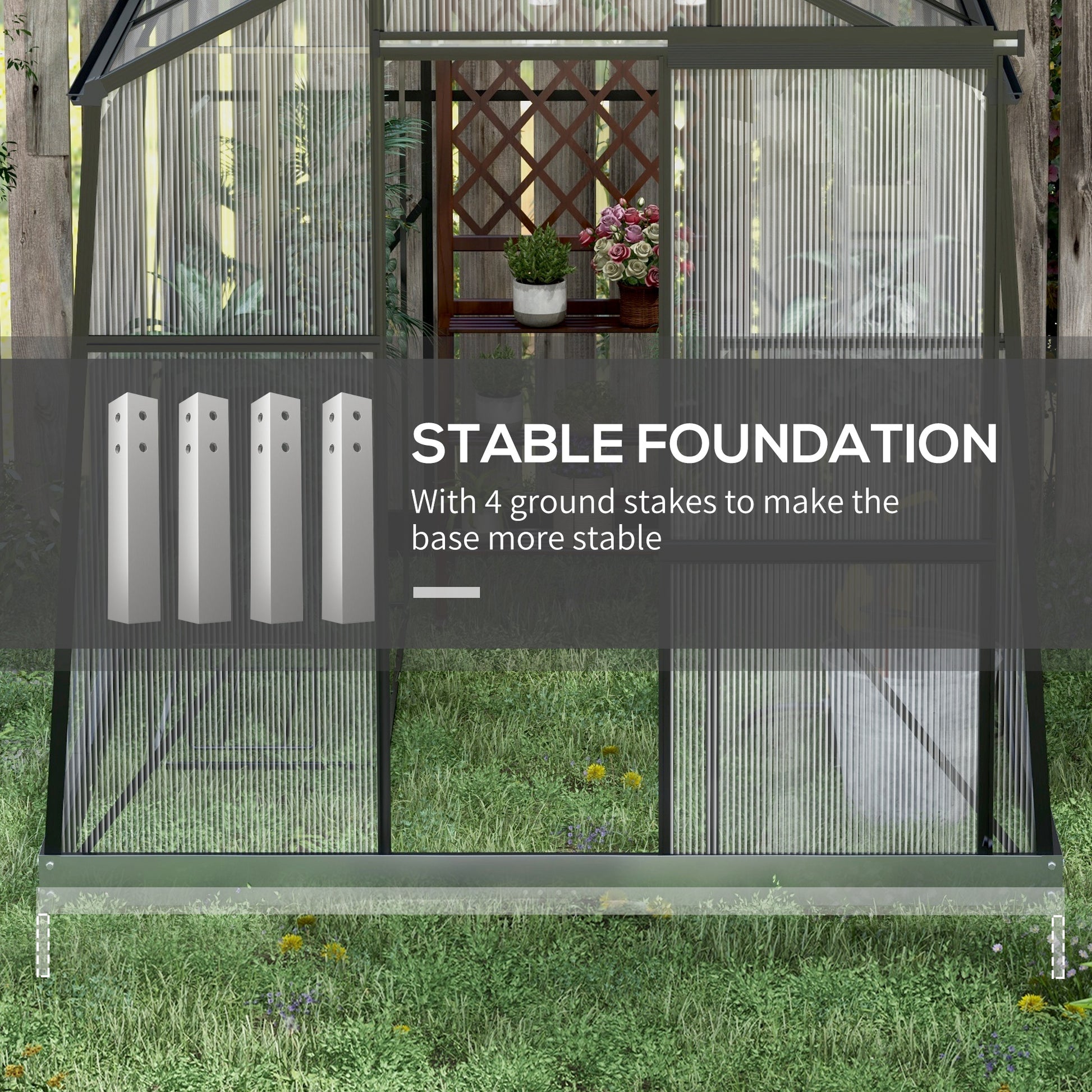 6' x 8' Walk-in Polycarbonate Greenhouse - Black-DECOROLALA