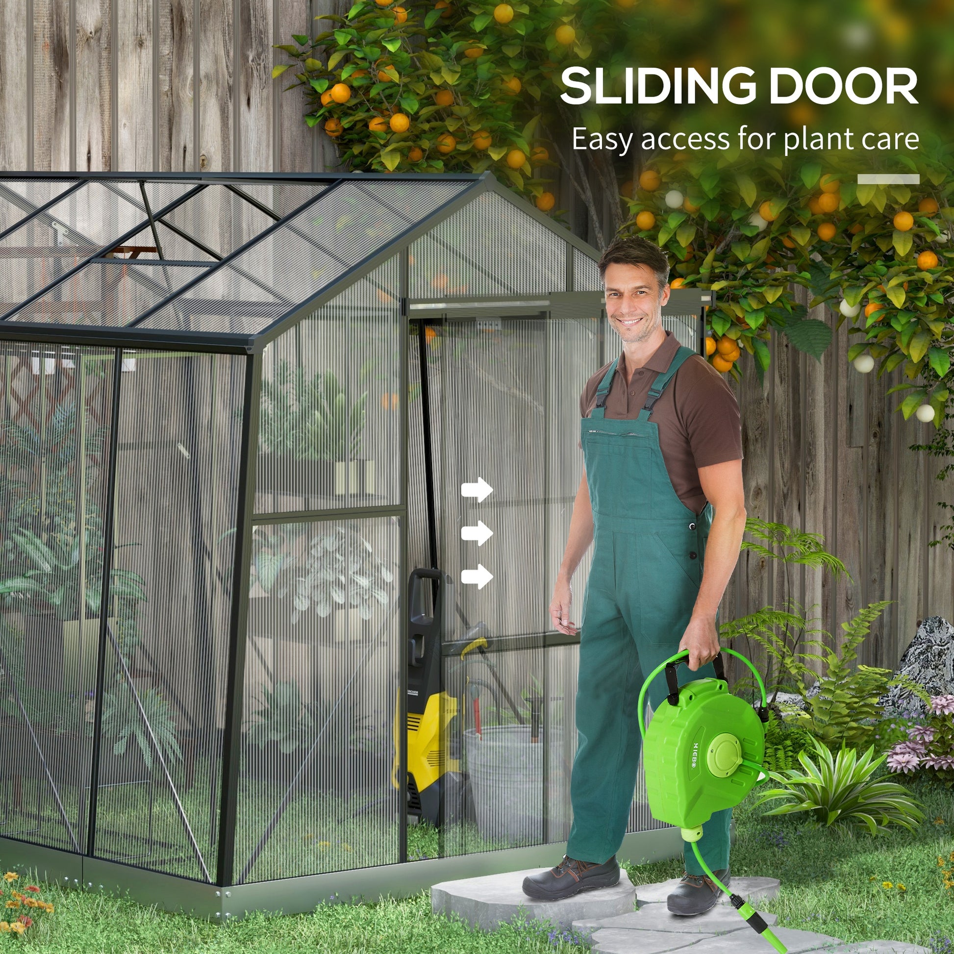 6' x 8' Walk-in Polycarbonate Greenhouse - Black-DECOROLALA
