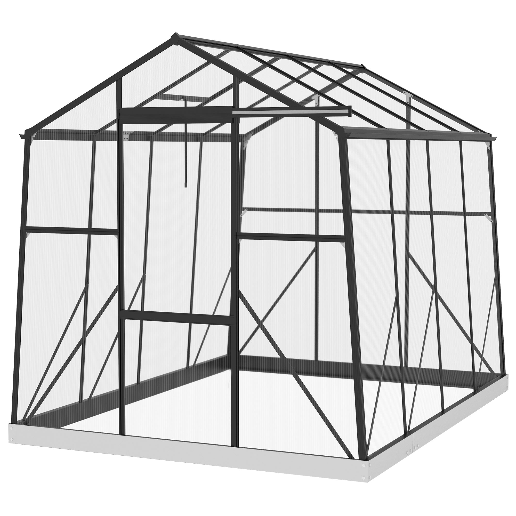 6' x 8' Walk-in Polycarbonate Greenhouse - Black-DECOROLALA