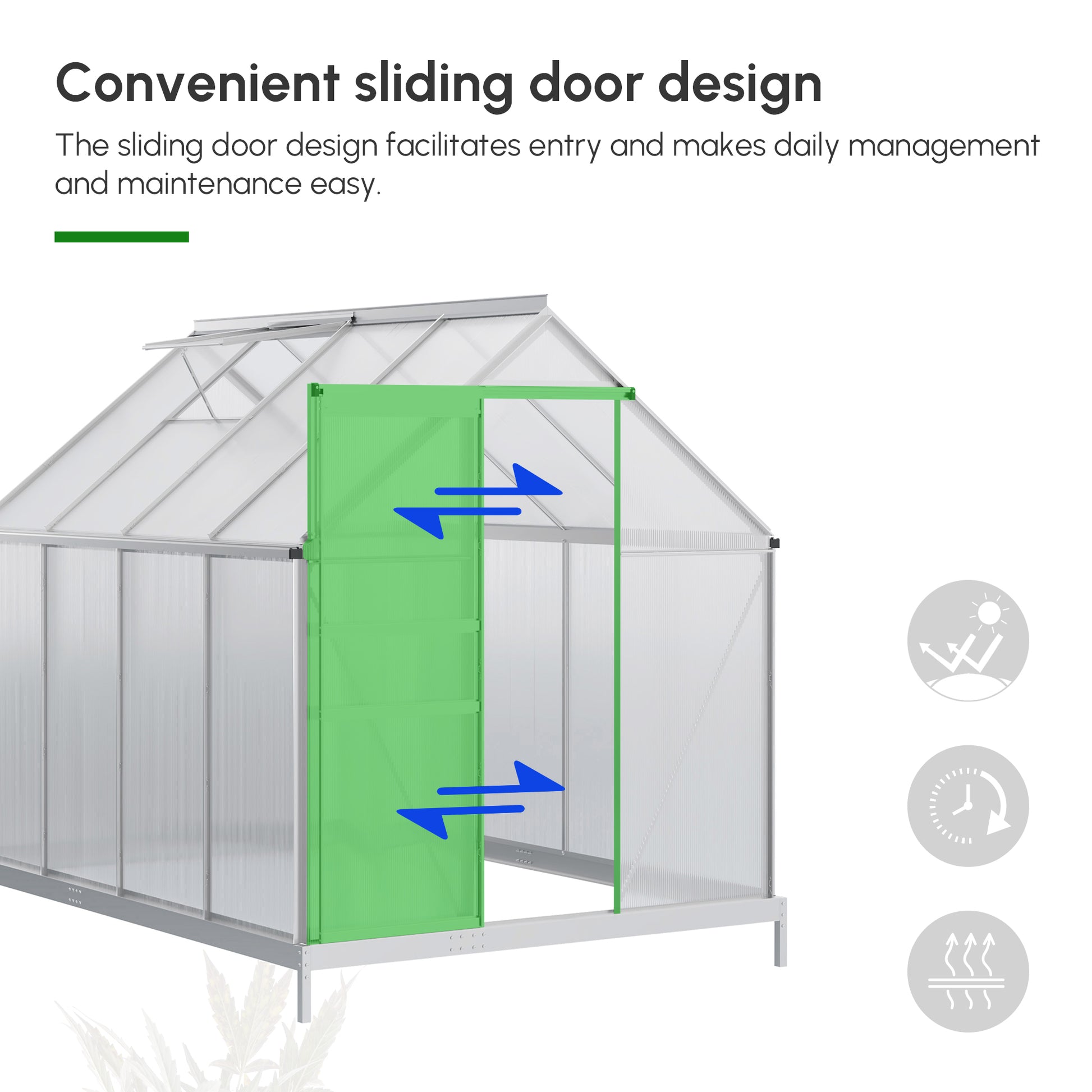 6' x 8' x 6.5' Walk-in Polycarbonate Greenhouse - Clear-DECOROLALA