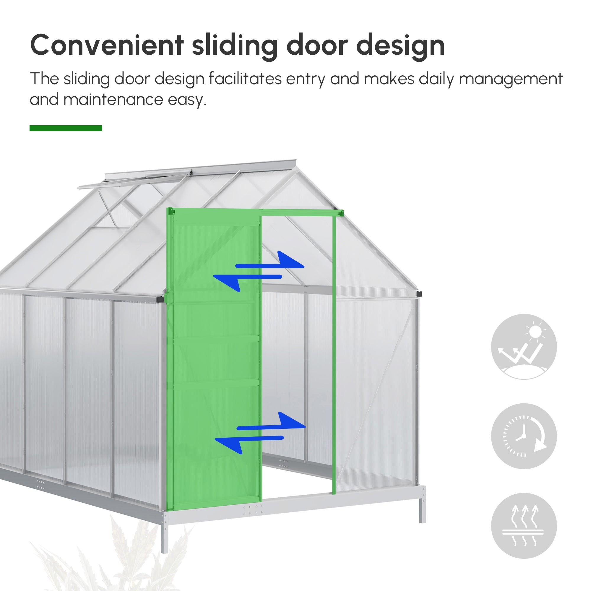 6' x 8' x 6.5' Walk-in Polycarbonate Greenhouse - Clear-DECOROLALA