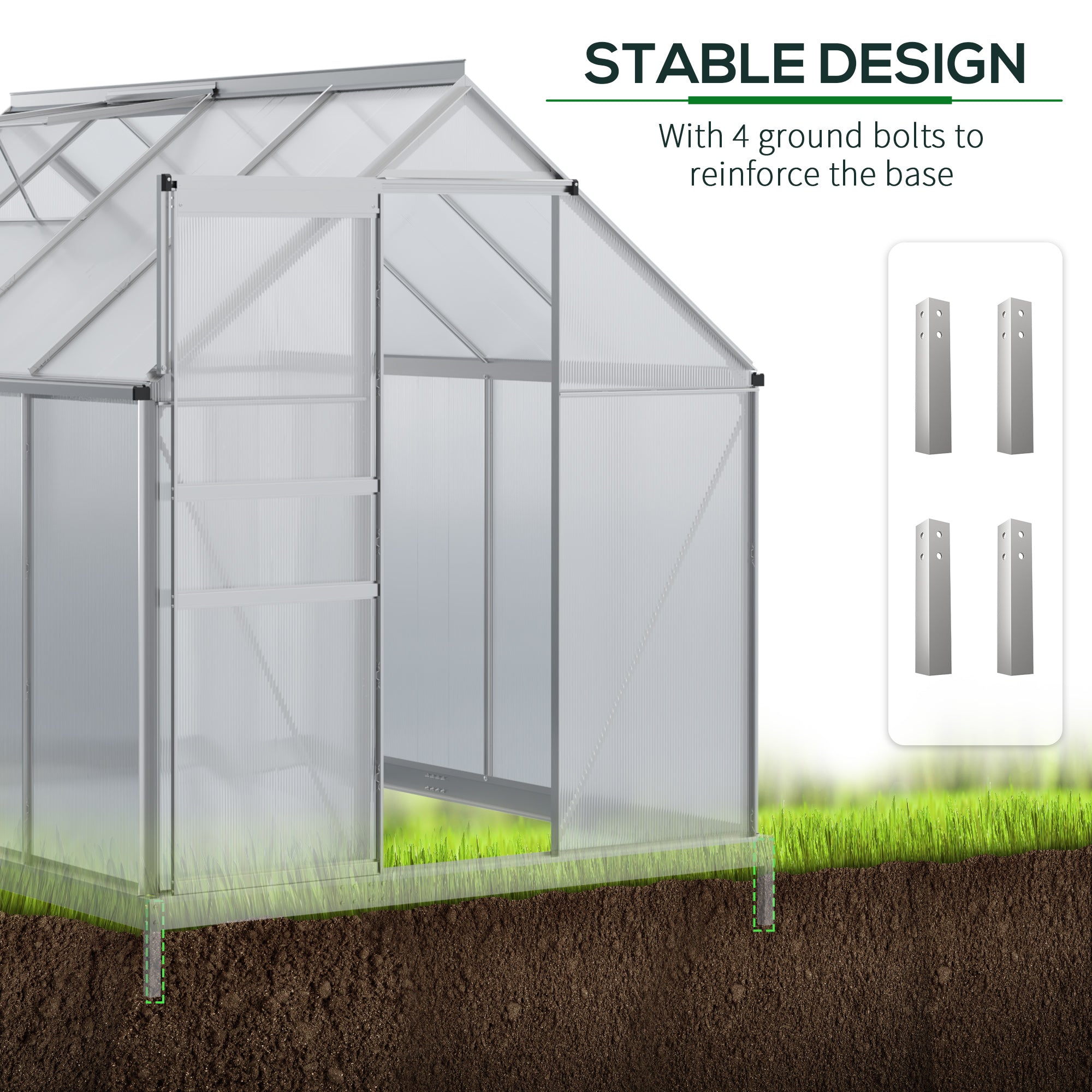 6' x 8' x 6.5' Walk-in Polycarbonate Greenhouse - Clear-DECOROLALA