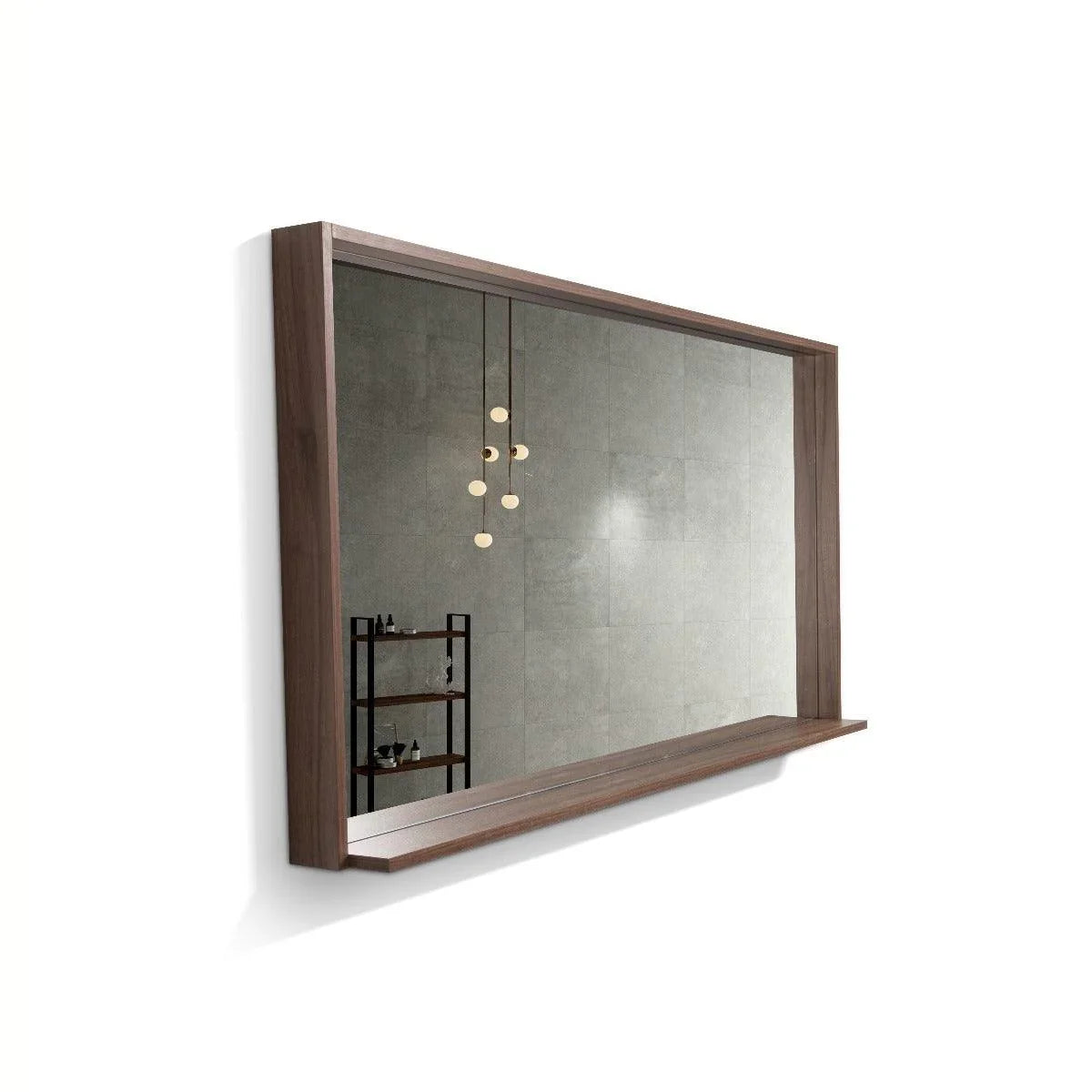 60" Allier Mirror with Shelf - Walnut-Migration_Mirrors-DECOROLALA