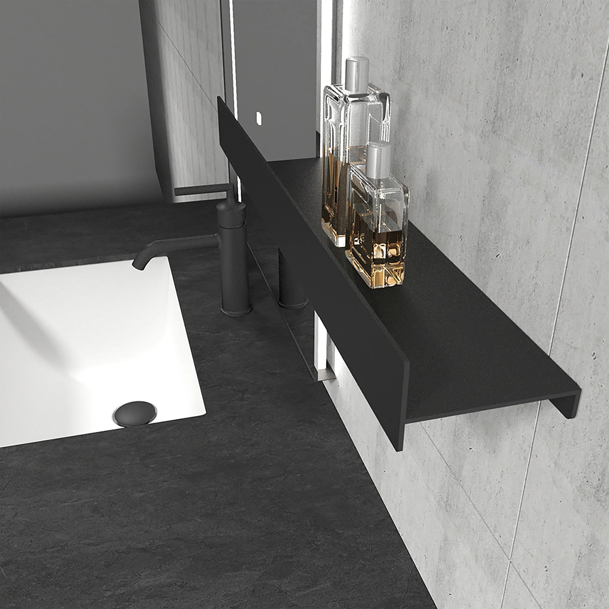 60" Antique Silver Floating Vanity with Dark Ash Sintered Countertop & Seamless Ceramic Sink-Migration_Bathroom Vanities-DECOROLALA