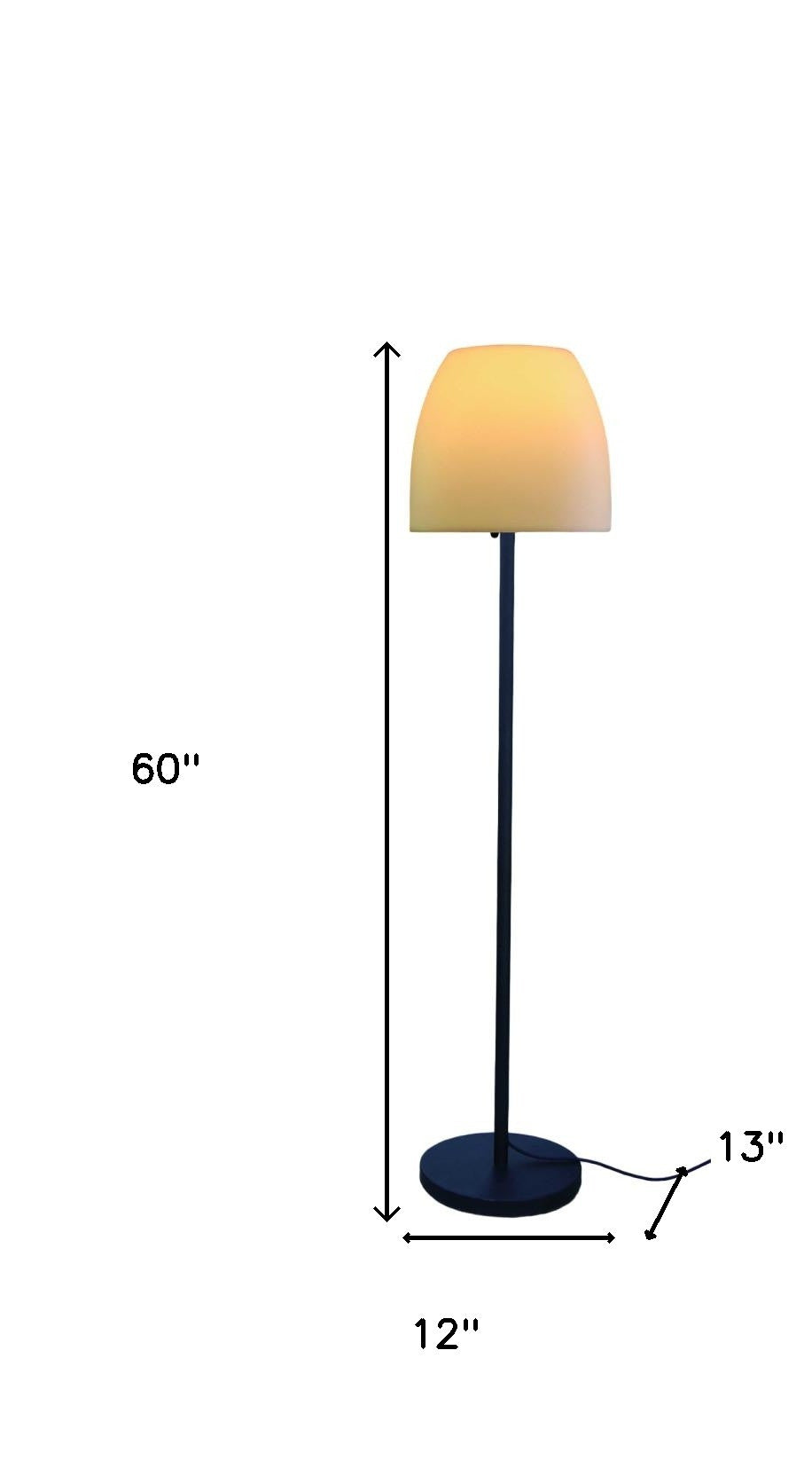 60" Black And White Floor Lamp With White Fabric Bowl Shade-Floor Lamps-DECOROLALA