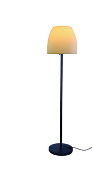 60" Black And White Floor Lamp With White Fabric Bowl Shade-Floor Lamps-DECOROLALA