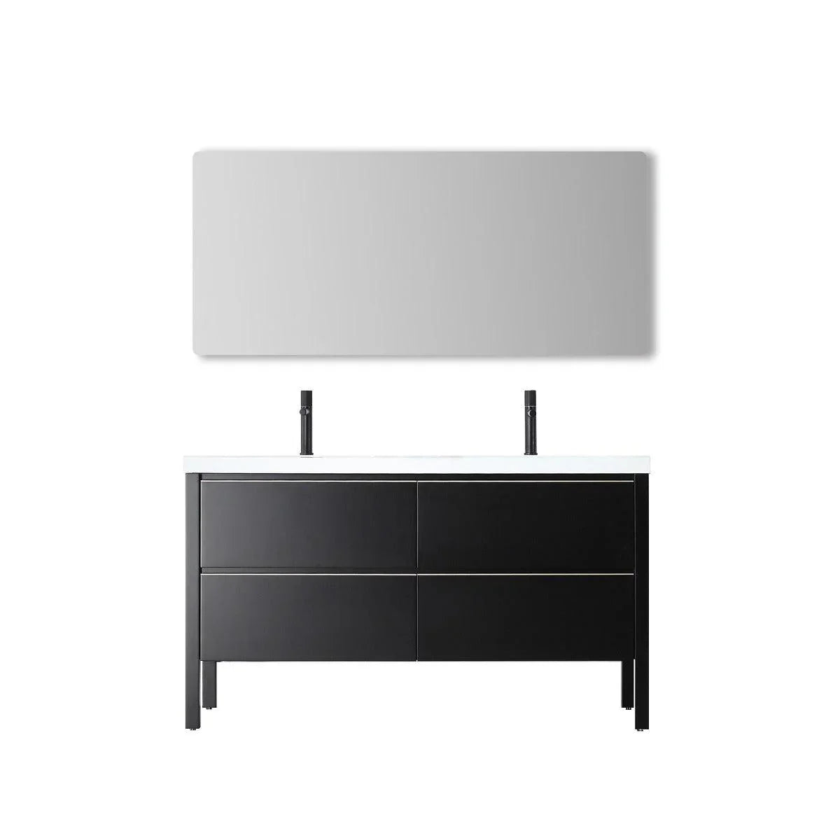 60" Black Freestanding Double Sink Bathroom Vanity with White Quartz Countertop-Migration_Bathroom Vanities-DECOROLALA