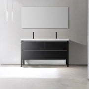 60" Black Freestanding Double Sink Bathroom Vanity with White Quartz Countertop-Migration_Bathroom Vanities-DECOROLALA
