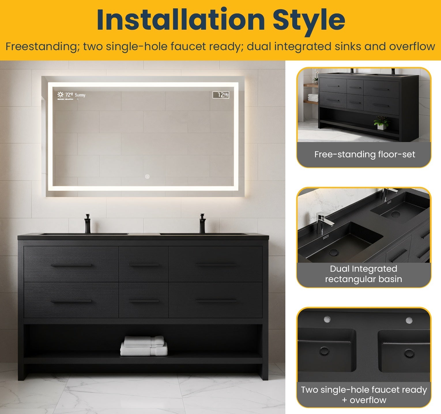 60" Black Oak Freestanding Double Sink Bathroom Vanity with Black Engineered Quartz Countertop-Migration_Bathroom Vanities-DECOROLALA