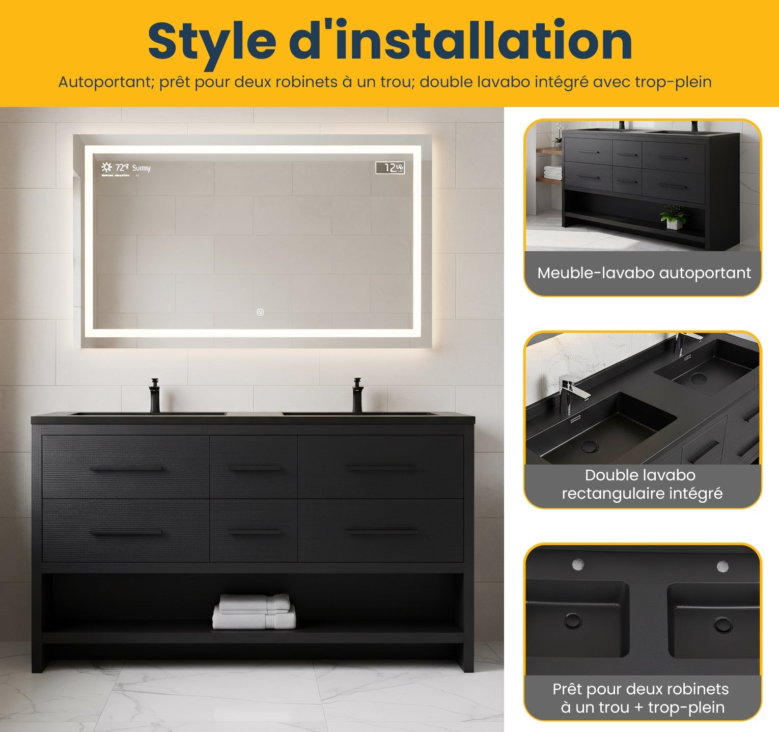 60" Black Oak Freestanding Double Sink Bathroom Vanity with Black Engineered Quartz Countertop-Migration_Bathroom Vanities-DECOROLALA