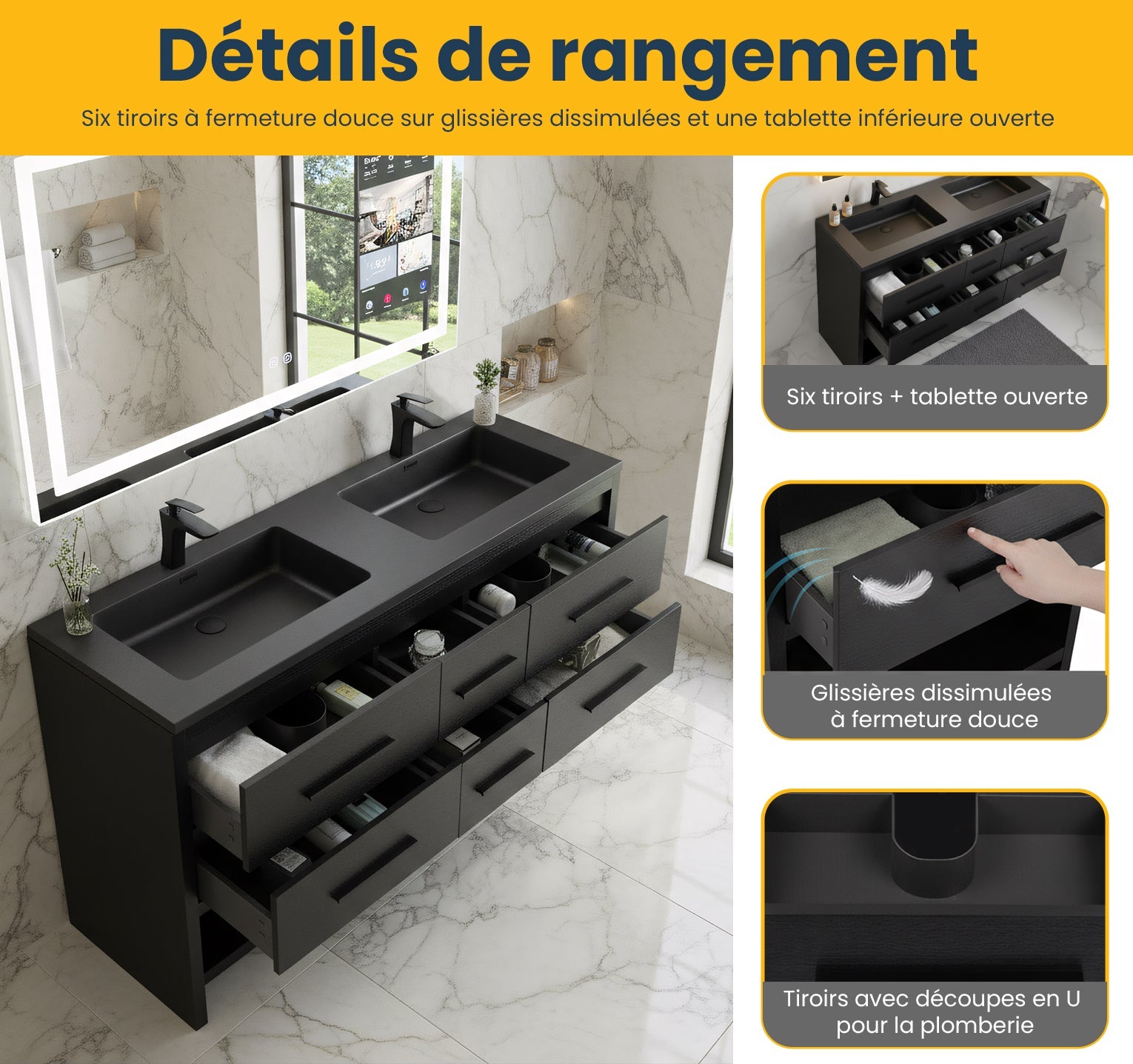 60" Black Oak Freestanding Double Sink Bathroom Vanity with Black Engineered Quartz Countertop-Migration_Bathroom Vanities-DECOROLALA