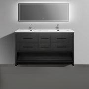 60" Black Oak Freestanding Double Sink Bathroom Vanity with White Polymarble Countertop-Migration_Bathroom Vanities-DECOROLALA