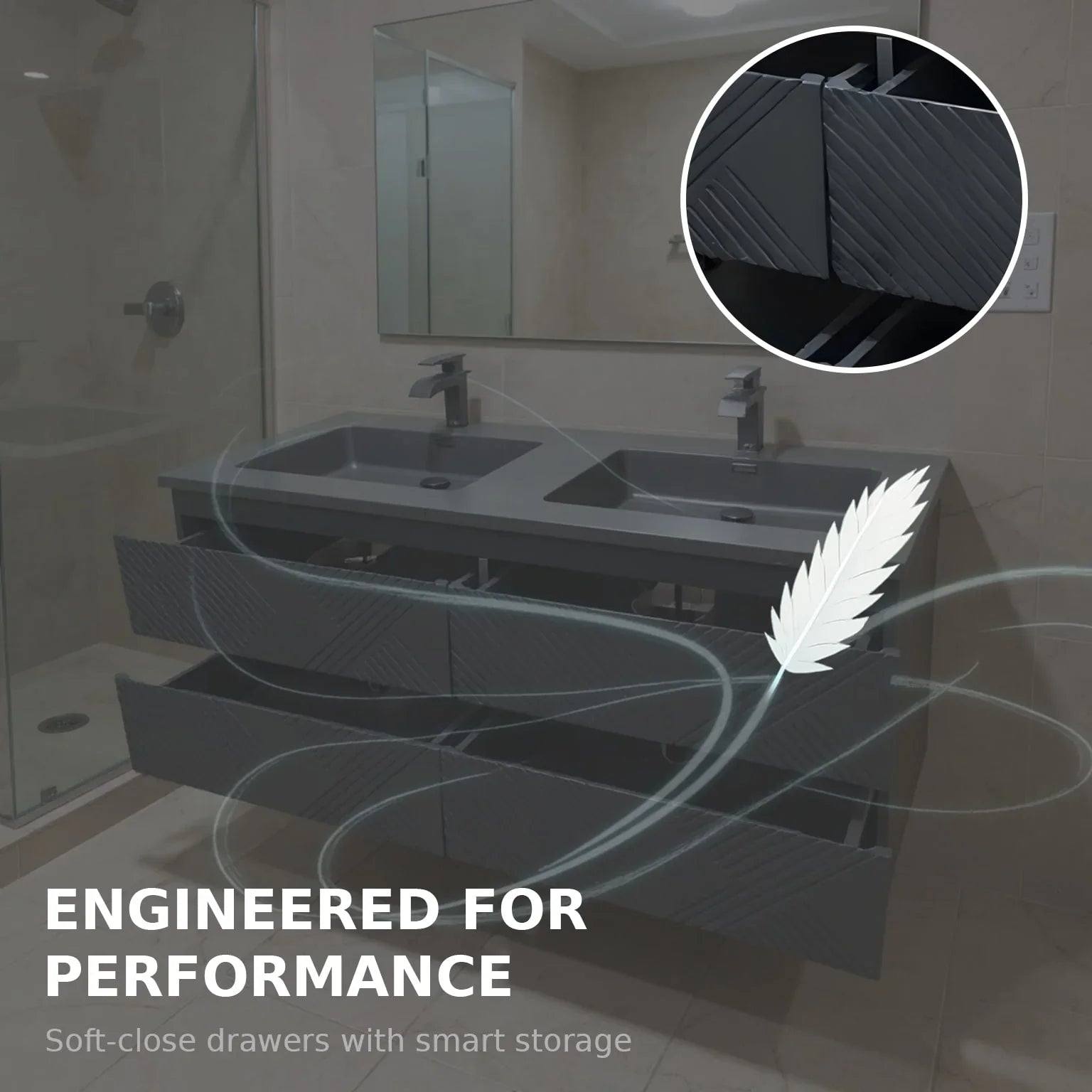 60" Black Wall Mount Bathroom Vanity with Black Engineered Quartz Countertop-Migration_Bathroom Vanities-DECOROLALA