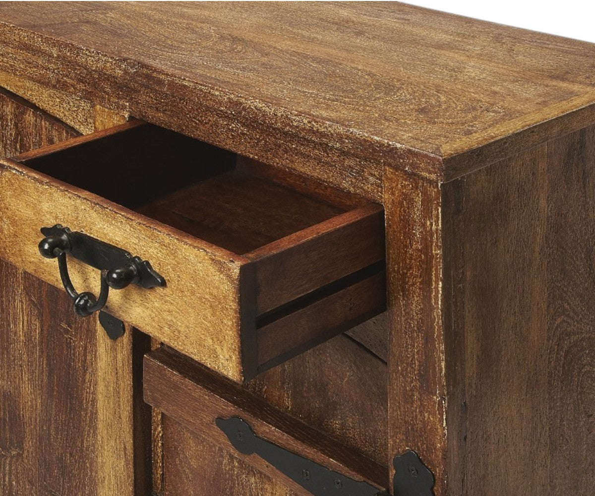 60" Brown Solid Wood Two Drawer Sideboard with Four Doors-Sideboards-DECOROLALA