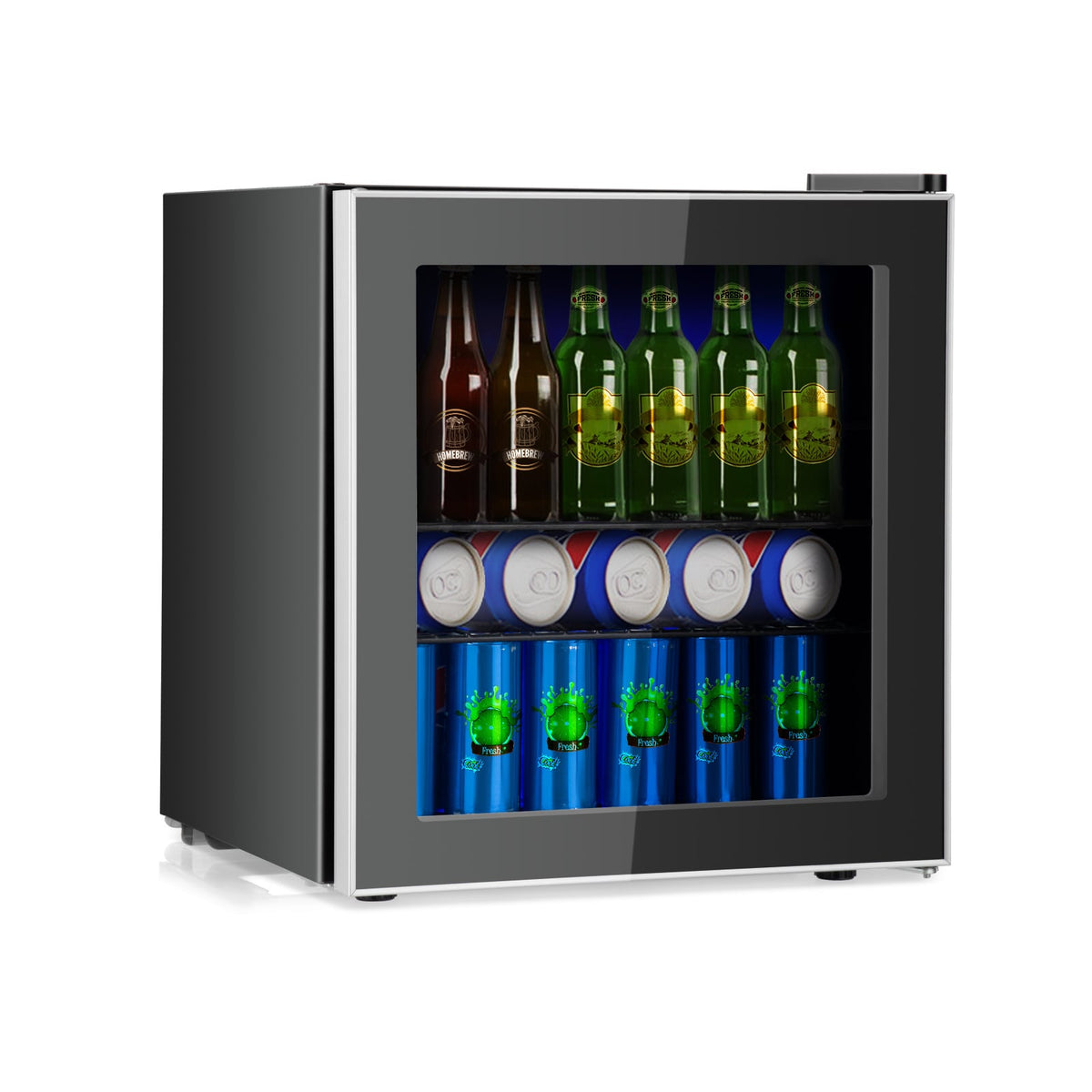 60 Can Beverage Mini Refrigerator with Glass Door-Wine & Beverage Coolers-DECOROLALA