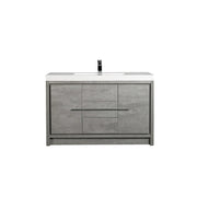60" Cement Freestanding Single Sink Bathroom Vanity with White Polymarble Countertop-Migration_Bathroom Vanities-DECOROLALA