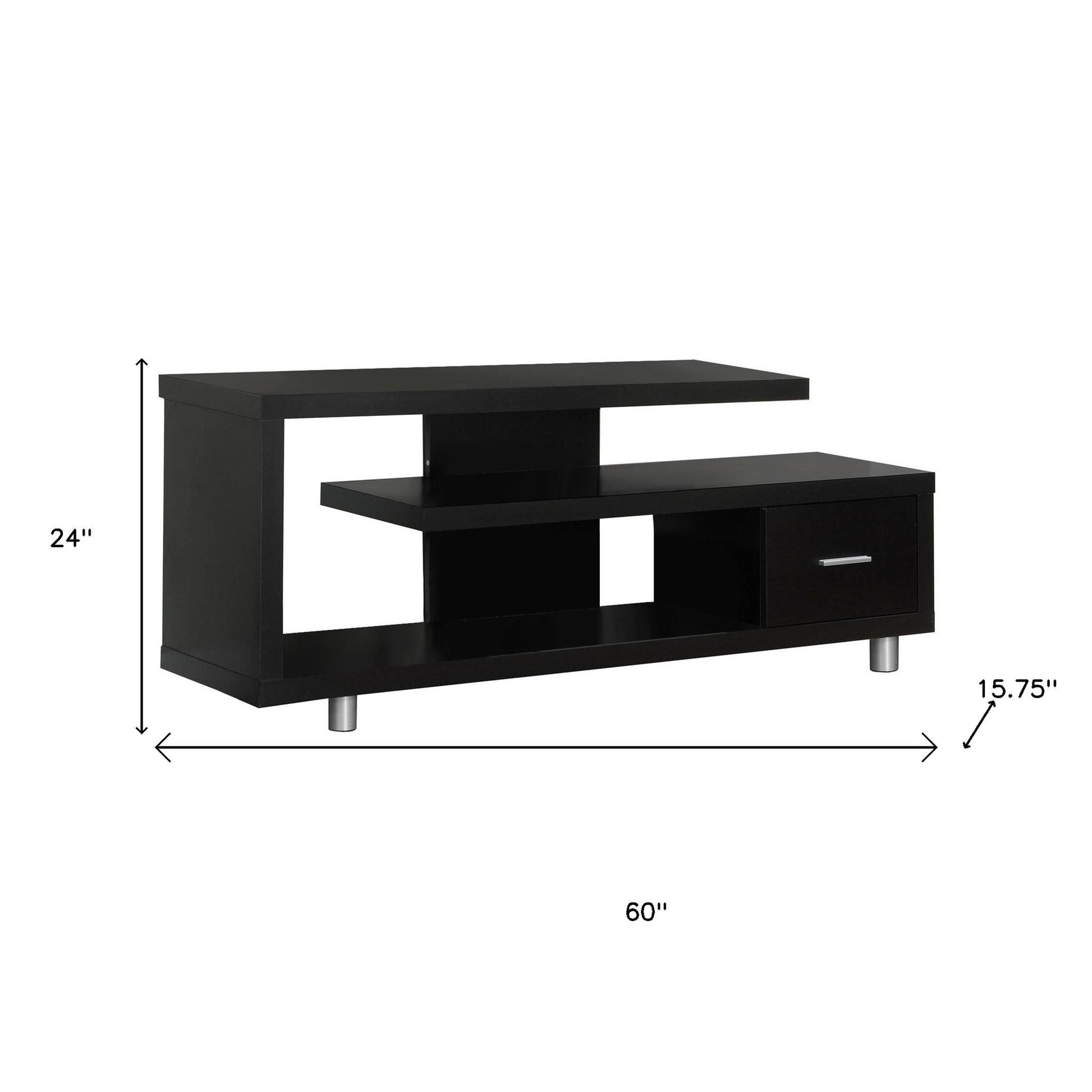 60" Dark Brown Cabinet Enclosed Storage TV Stand-TV Stands-DECOROLALA