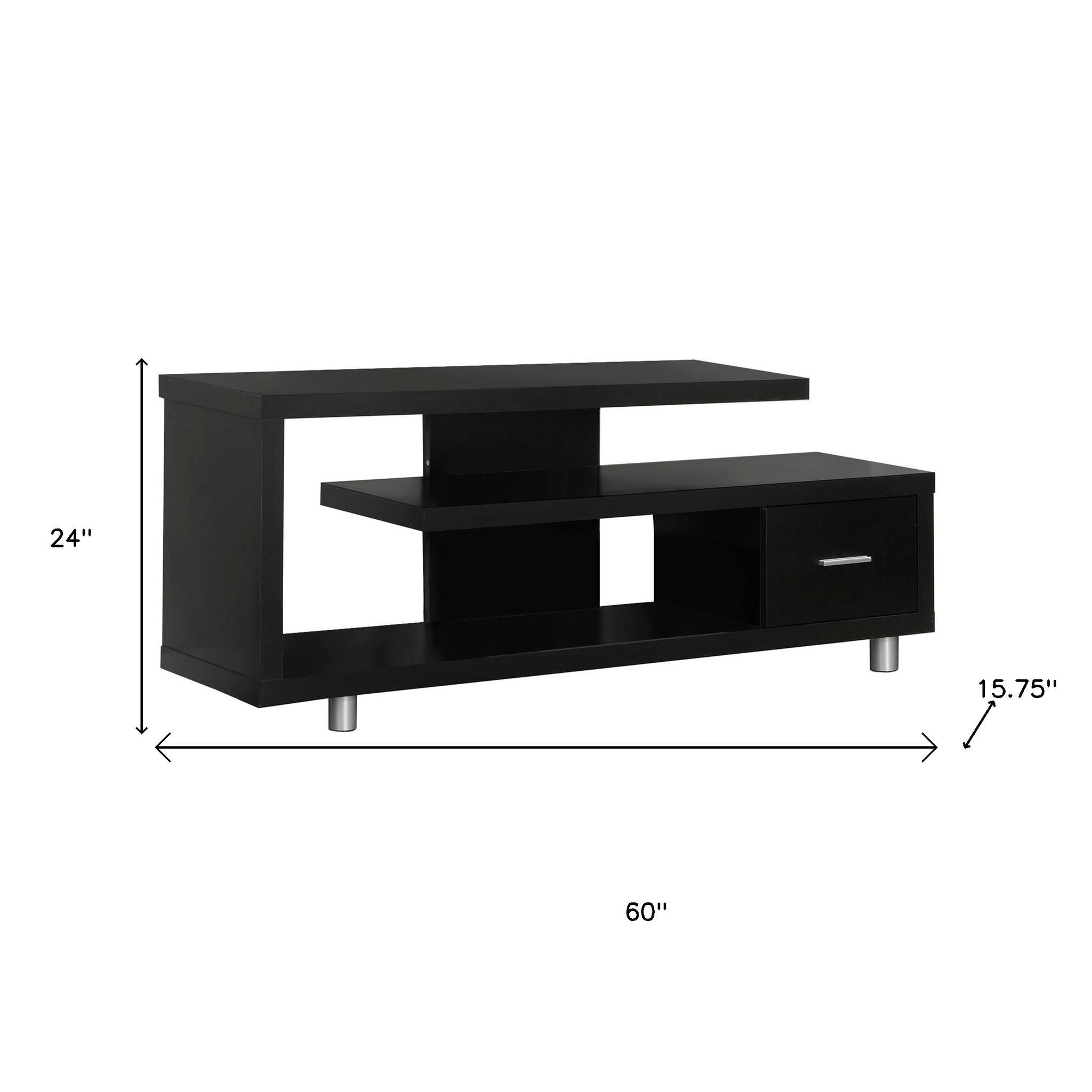 60" Dark Brown Cabinet Enclosed Storage TV Stand-TV Stands-DECOROLALA