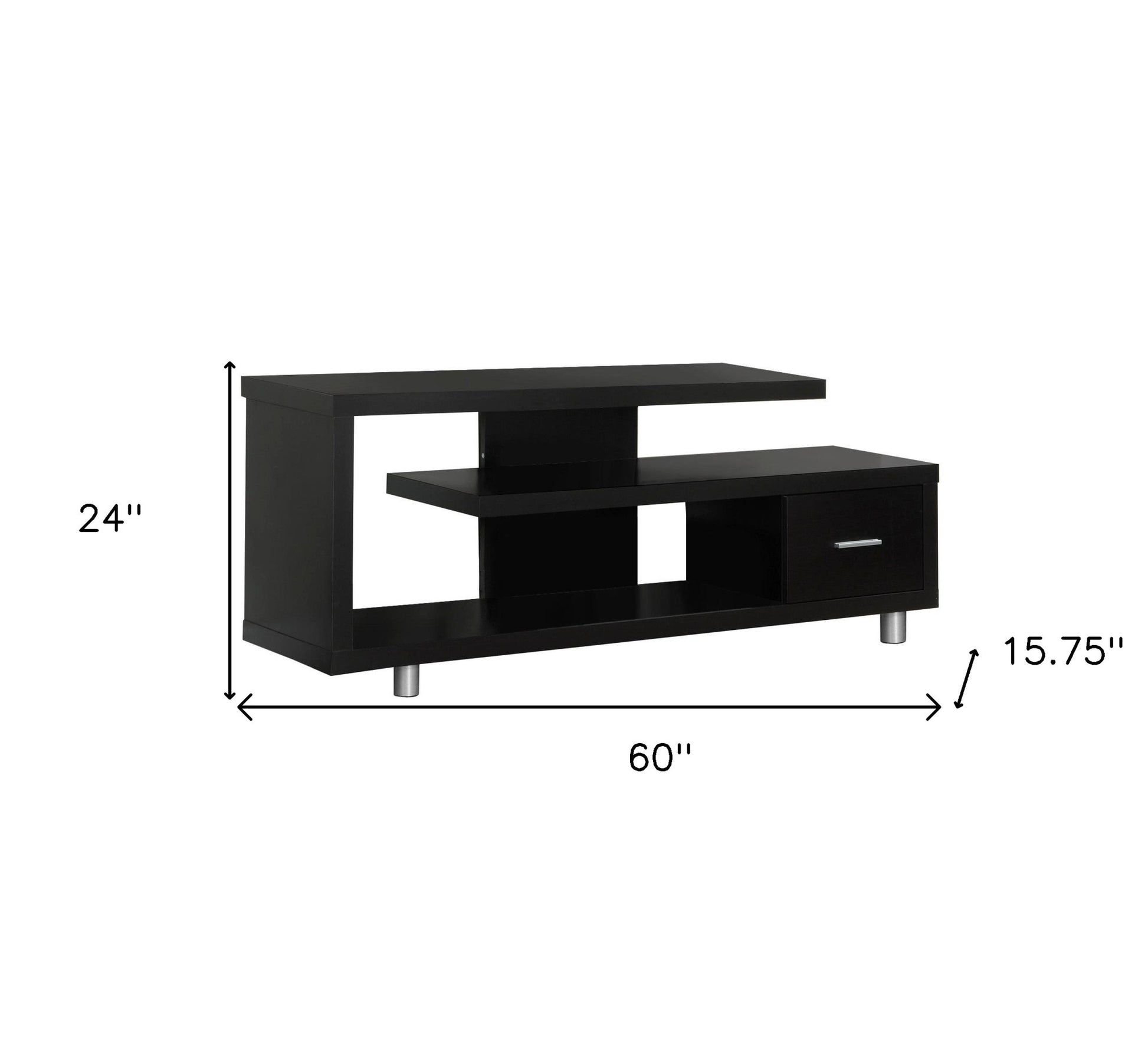 60" Dark Brown Cabinet Enclosed Storage TV Stand-TV Stands-DECOROLALA