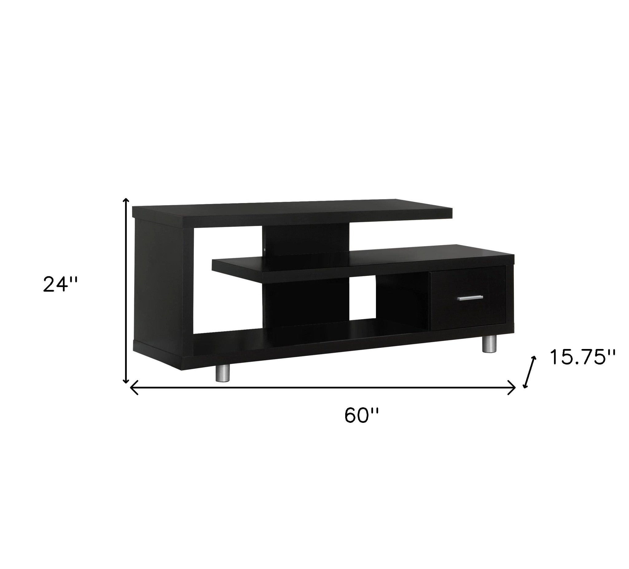 60" Dark Brown Cabinet Enclosed Storage TV Stand-TV Stands-DECOROLALA