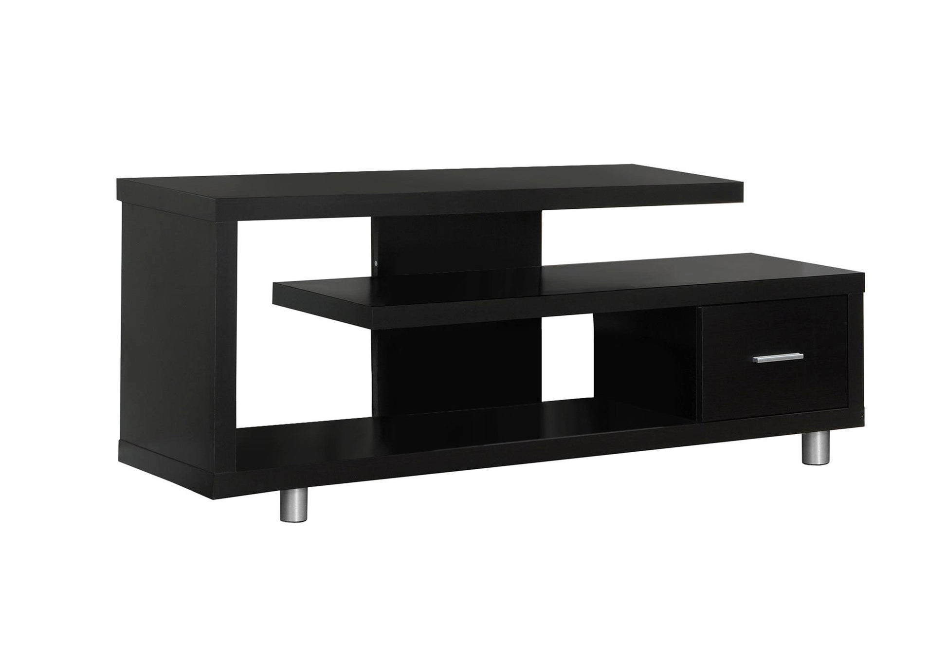 60" Dark Brown Cabinet Enclosed Storage TV Stand-TV Stands-DECOROLALA
