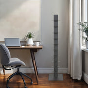 60" Dark Gray Metal Ten Shelf Modern Tower Bookcase-Bookcases-DECOROLALA