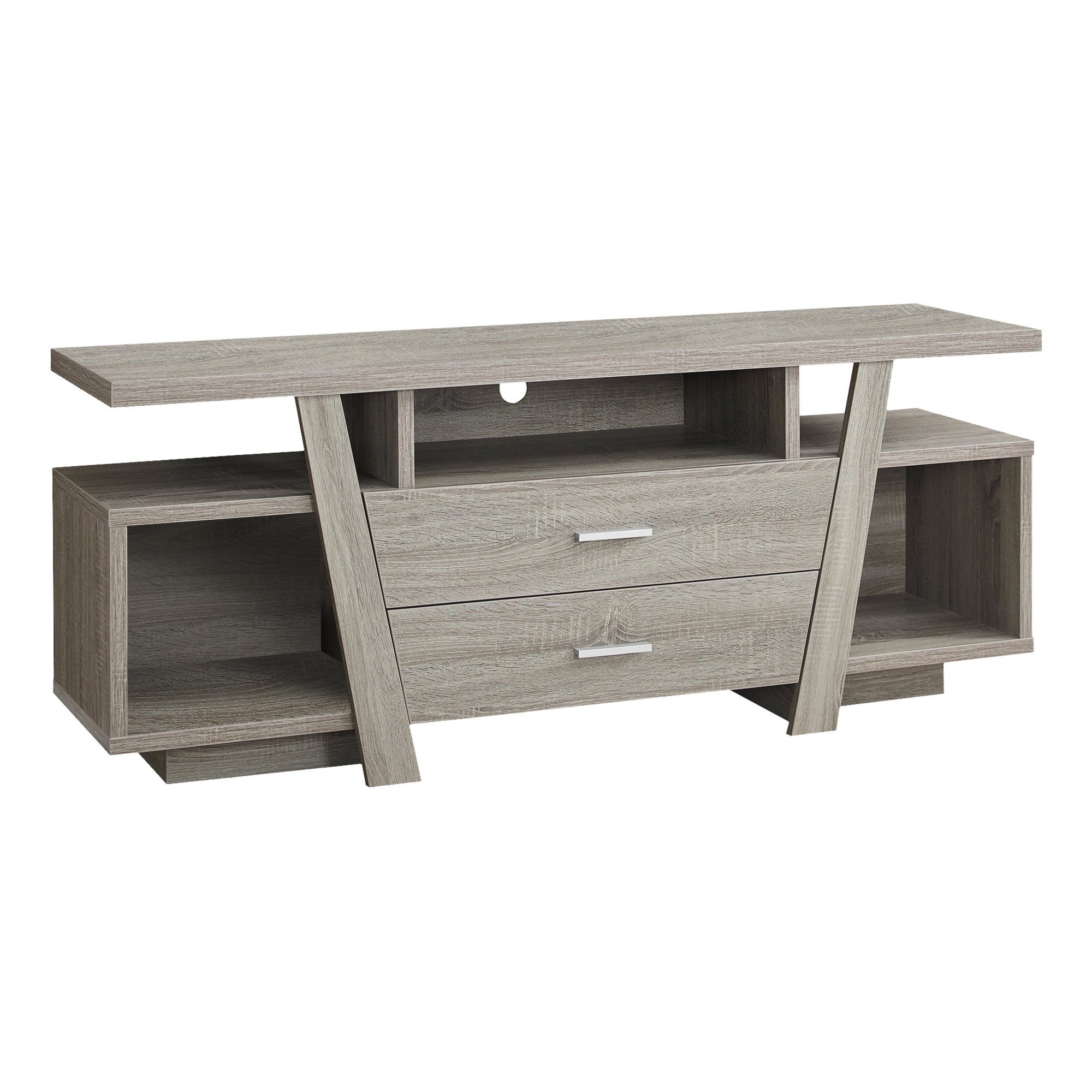 60" Deep Taupe Open Shelving TV Stand-TV Stands-DECOROLALA