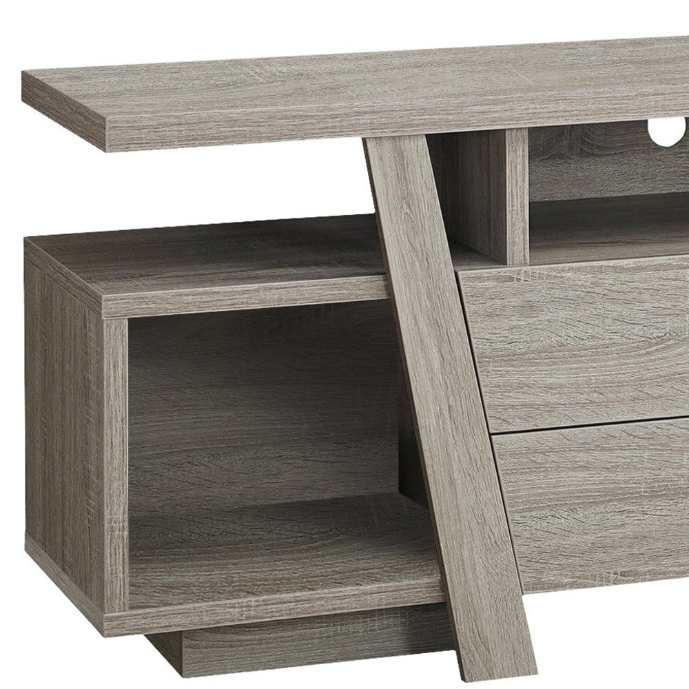 60" Deep Taupe Open Shelving TV Stand-TV Stands-DECOROLALA