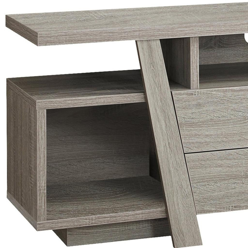 60" Deep Taupe Open Shelving TV Stand-TV Stands-DECOROLALA