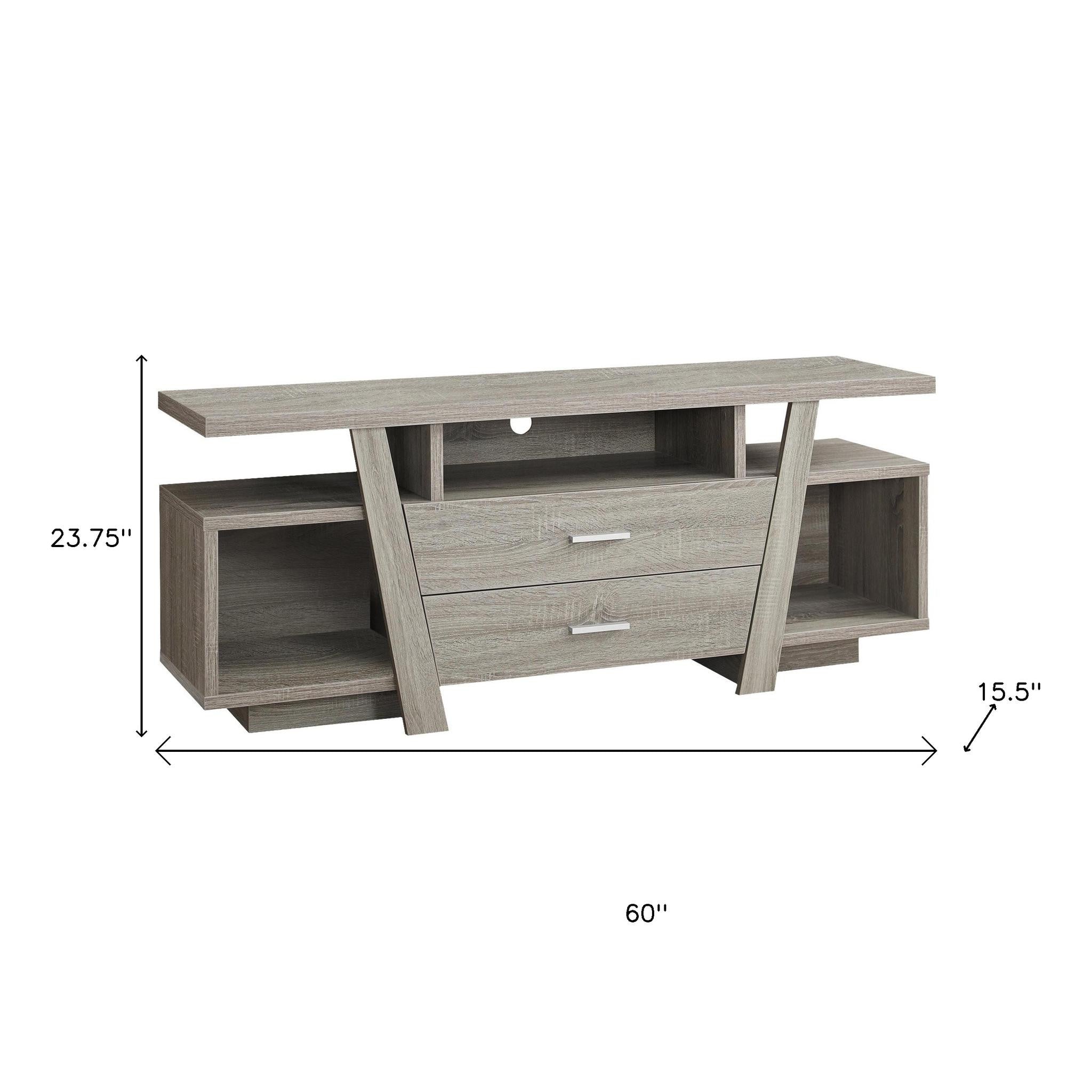 60" Deep Taupe Open Shelving TV Stand-TV Stands-DECOROLALA