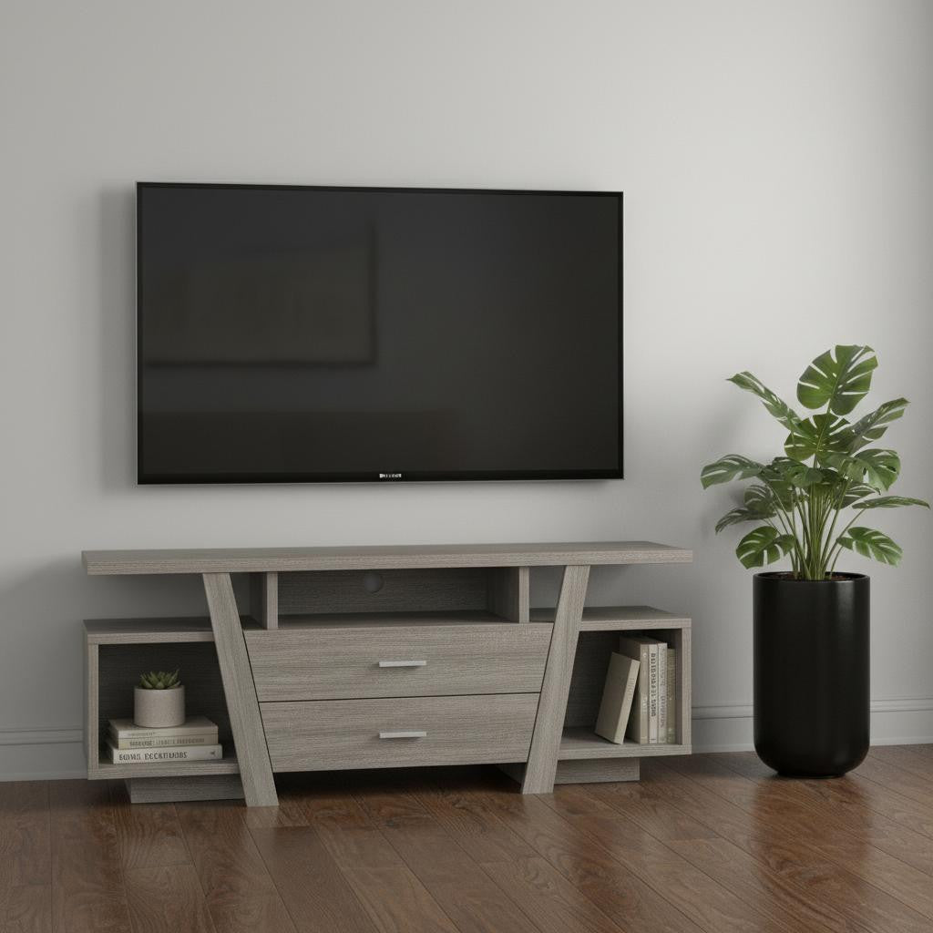 60" Deep Taupe Open Shelving TV Stand-TV Stands-DECOROLALA