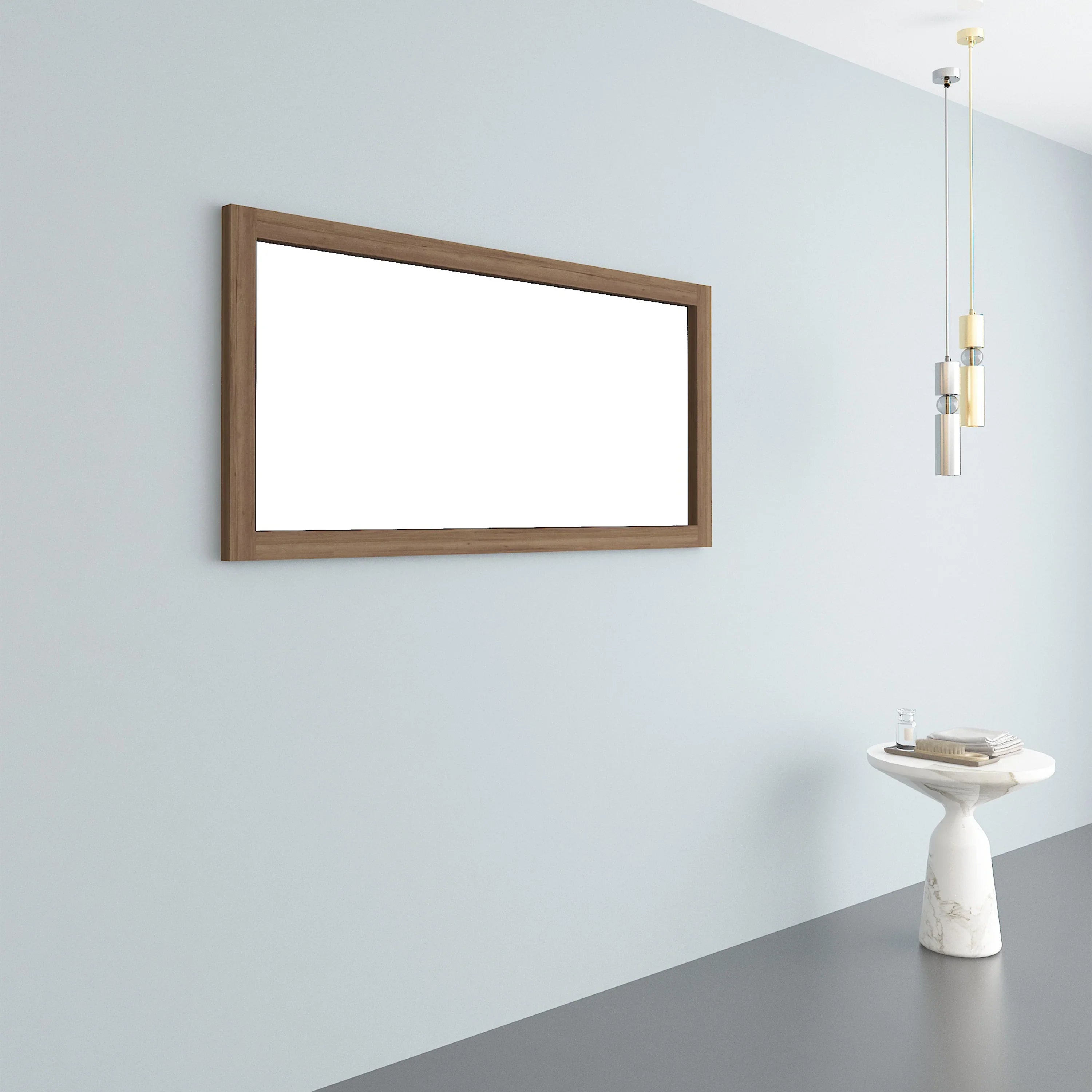 60" Frosted Oak Rectangular Framed Mirror - Designed for Horizontal & Vertical Installation