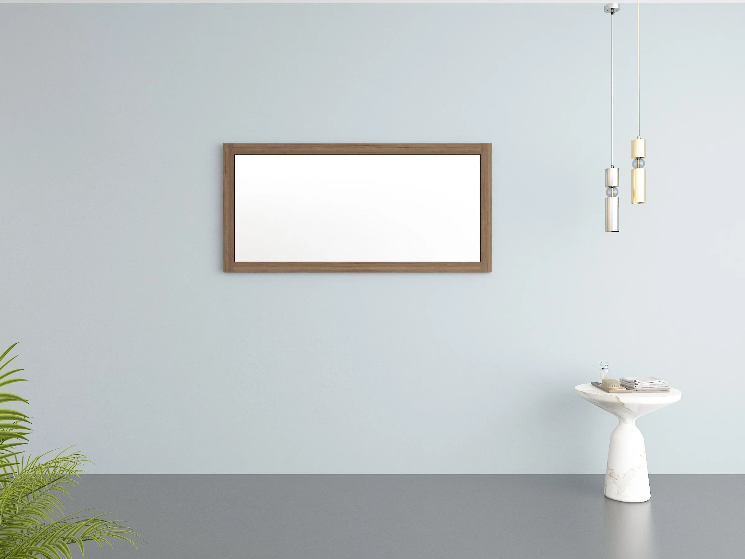 60" Frosted Oak Rectangular Framed Mirror - Designed for Horizontal & Vertical Installation
