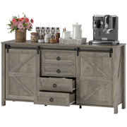 60" Farmhouse Buffet Cabinet - Distressed Light Grey-DECOROLALA