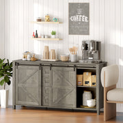 60" Farmhouse Buffet Cabinet - Distressed Light Grey-DECOROLALA