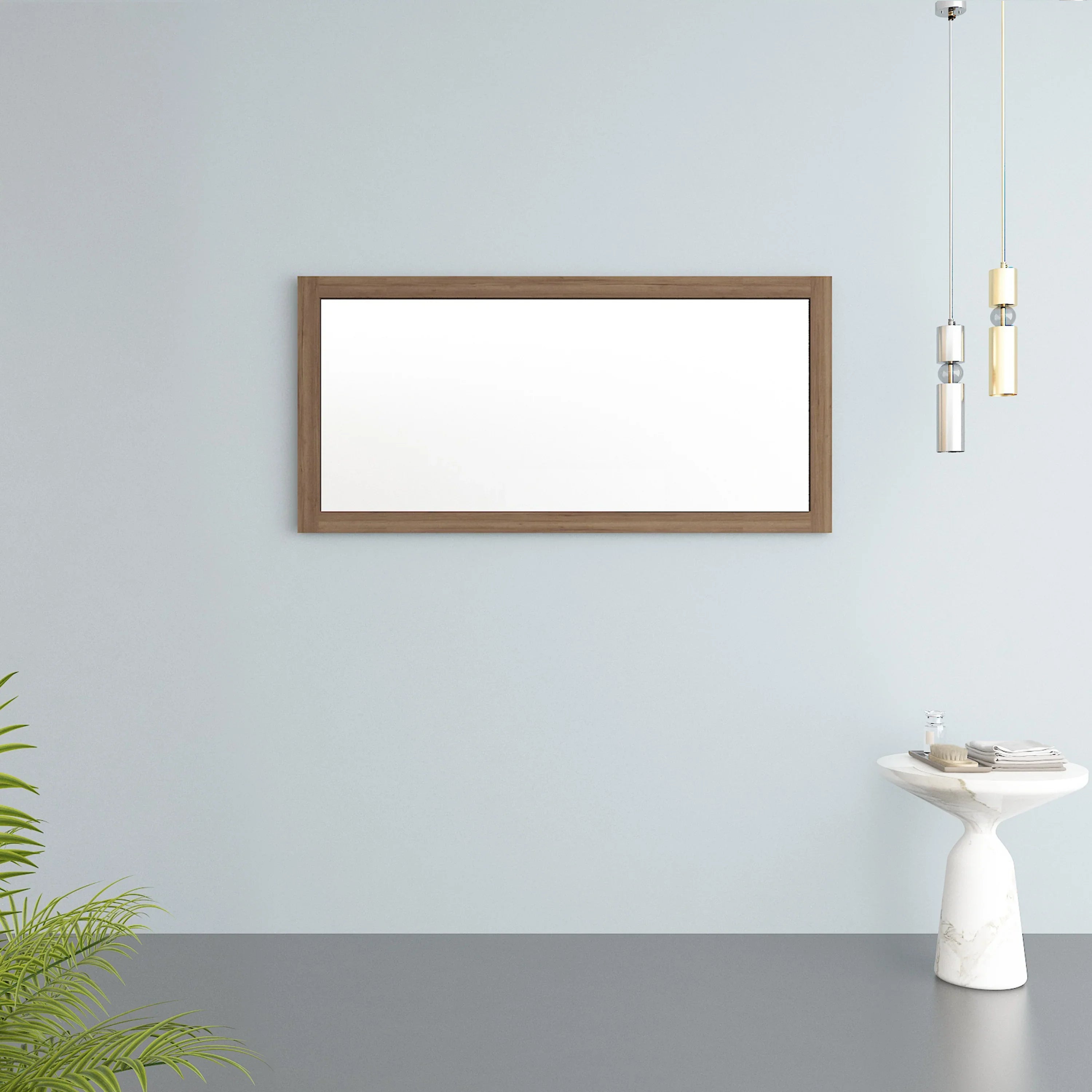 60" Frosted Oak Rectangular Framed Bathroom Mirror with Dual Installation-Migration_Mirrors-DECOROLALA