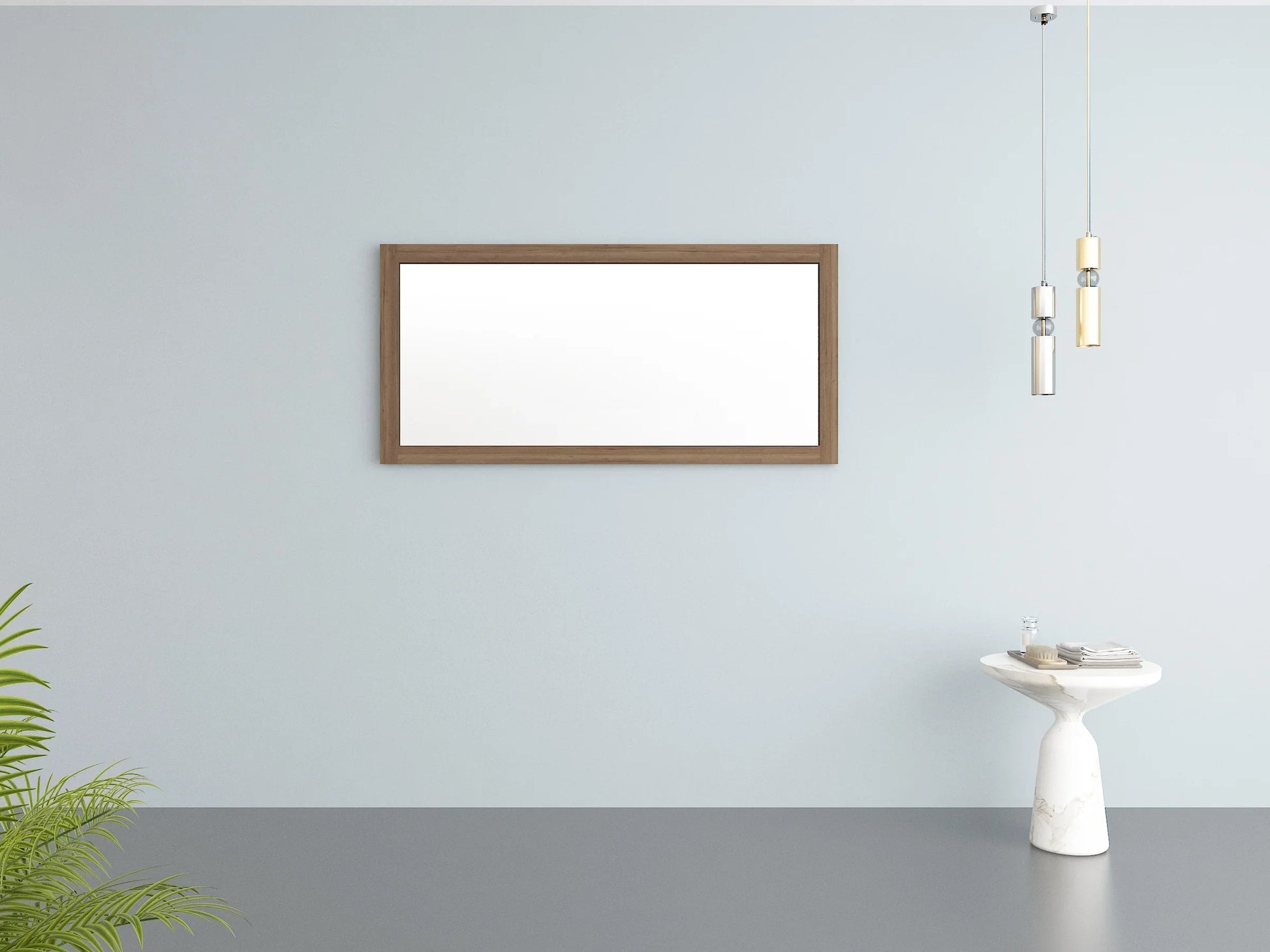 60" Frosted Oak Rectangular Framed Mirror - Designed for Horizontal & Vertical Installation-Mirror-DECOROLALA