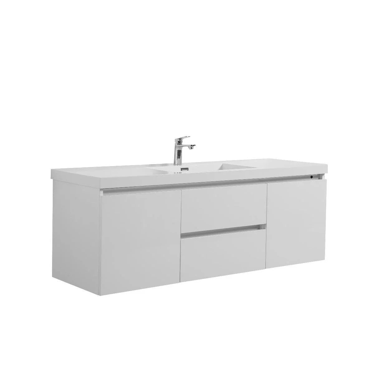 60" Glossy White Wall Mount LED-Glow Bathroom Vanity with White Polymarble Countertop-Migration_Bathroom Vanities-DECOROLALA