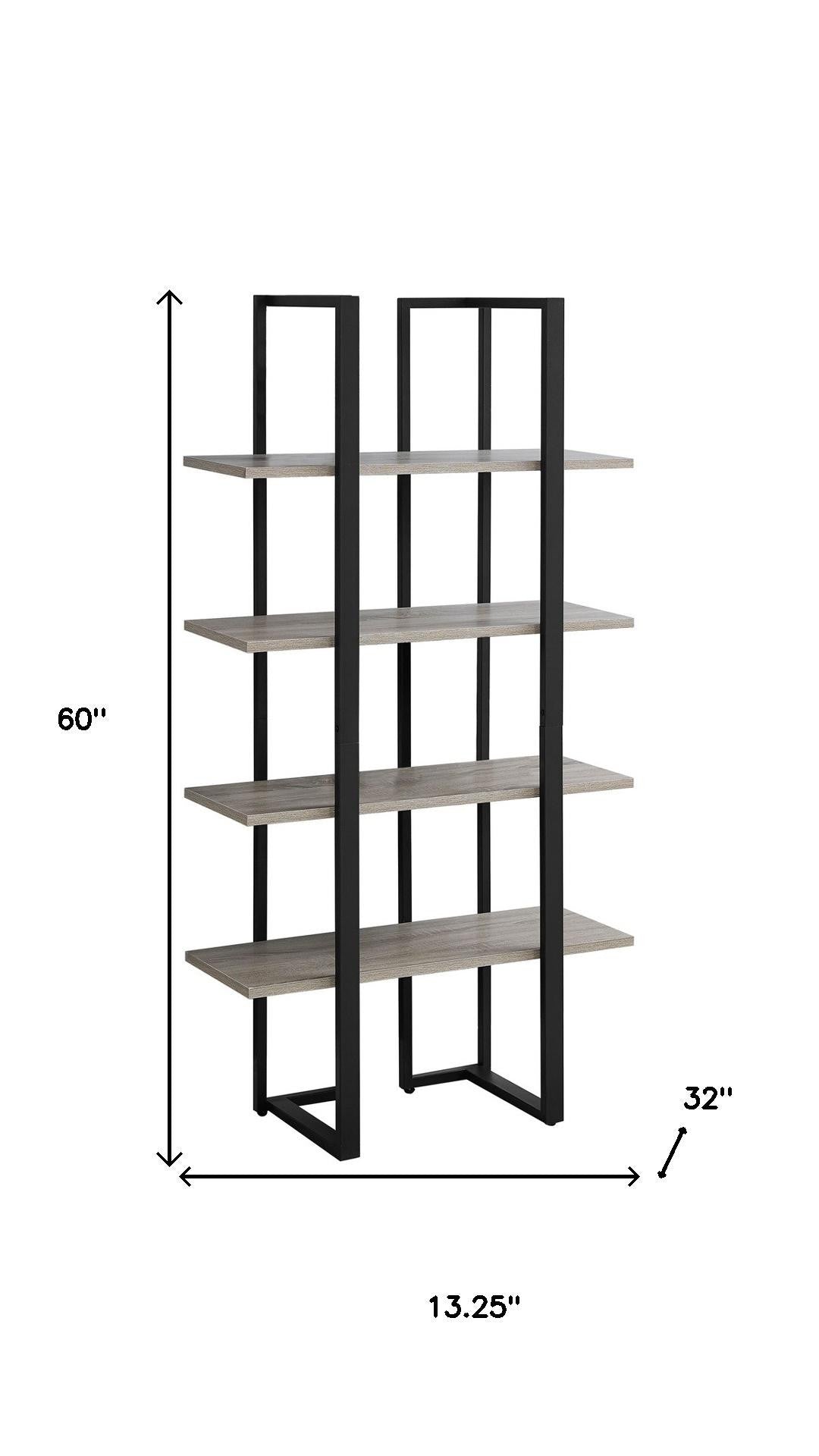 60" Gray And Black Wood And Metal End Table-End-Side Tables-DECOROLALA