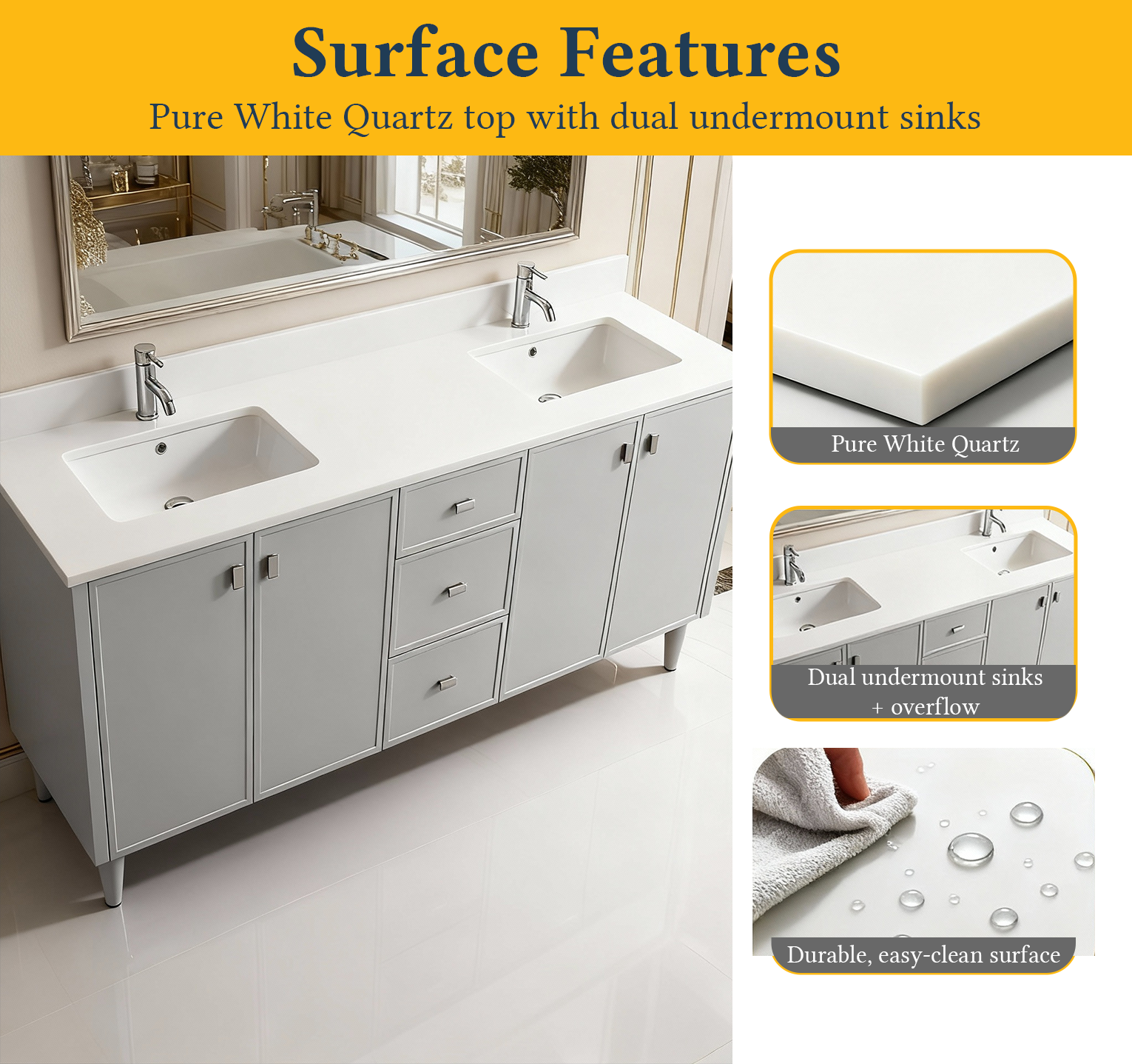 60" Hampton Grey Double Sink Freestanding Vanity with Pure White Quartz Countertop-Migration_Bathroom Vanities-DECOROLALA