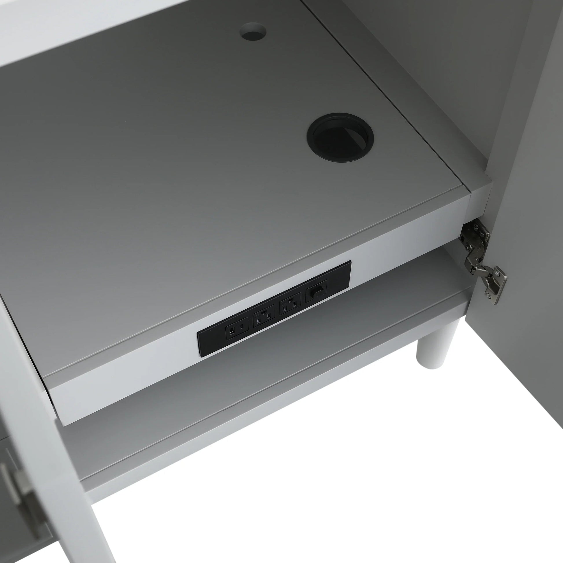 60" Hampton Grey Double Sink Freestanding Vanity with Pure White Quartz Countertop-Migration_Bathroom Vanities-DECOROLALA